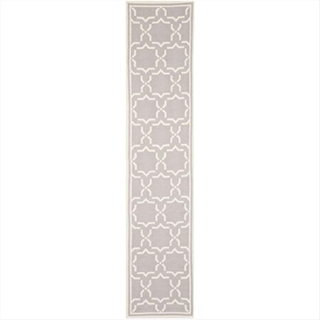 Safavieh 2 Ft. -6 In. X 12 Ft. Runner Contemporary Dhurries- Grey And Ivory- Flatweave Rug DHU545G-212